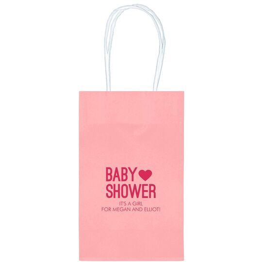 Baby Shower with Heart Medium Twisted Handled Bags